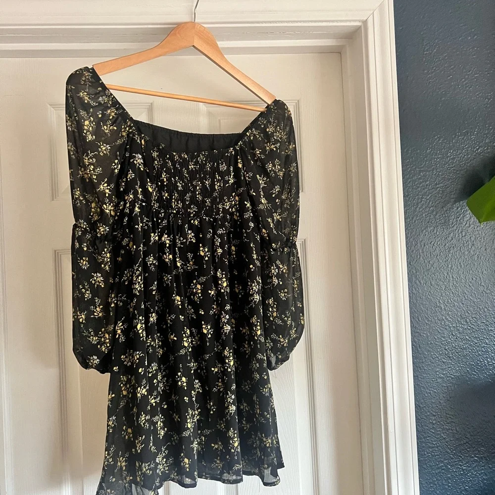 Floral Black Mini Dress